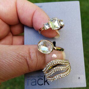 Nordstrom Rack - Crystal Embellished Set of 3 Rings - NWT - Size 7 and Size 8